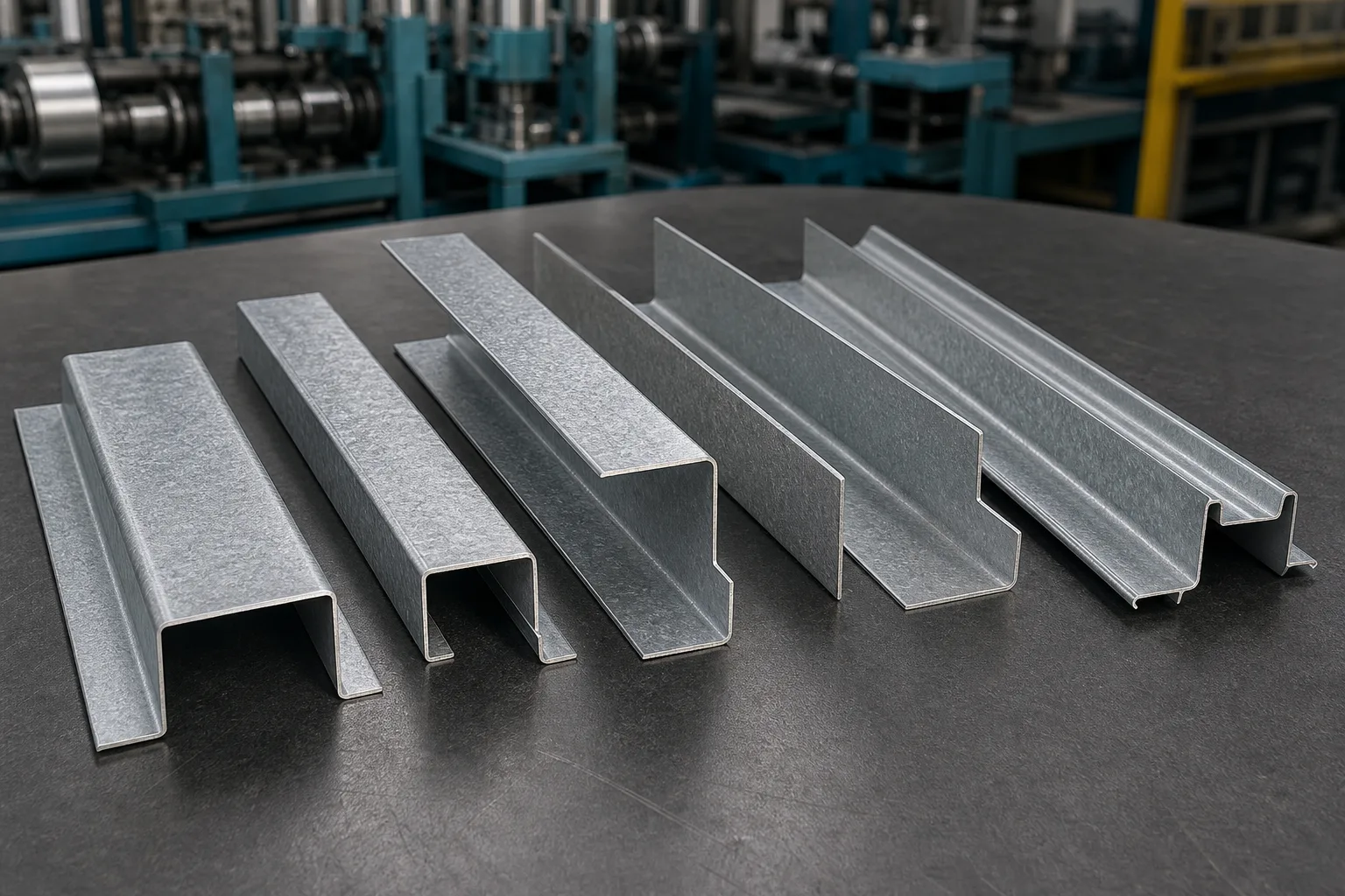 Custom roll formed hat omega Z L and resilient light steel profiles for drywall and ceiling projects